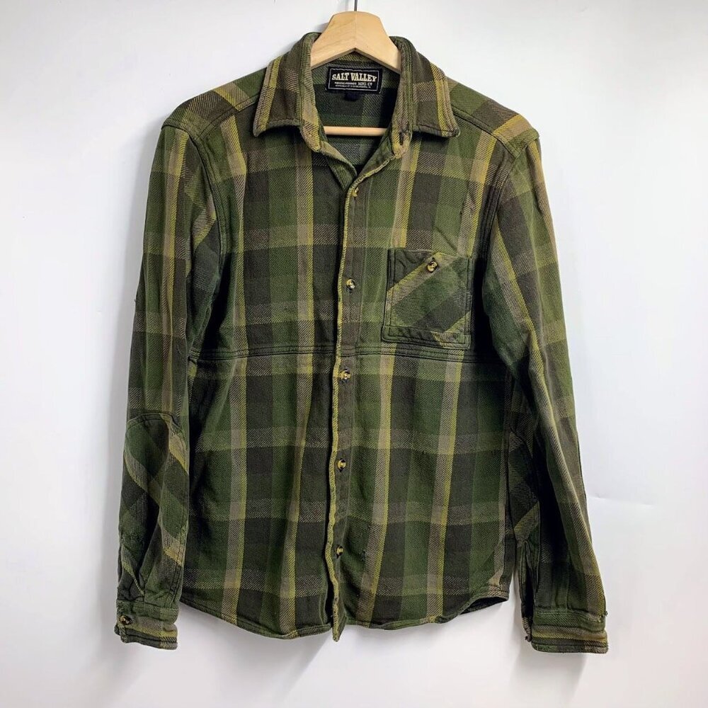 Salt Valley Men's Plaid Cotton Button‎ Up Long Sleeve Work Shirt Size S